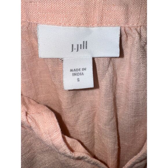 J. Jill Top Womens Small Pink V Neck Embroidered Short Sleeve Linen Blend Boho - Picture 4 of 5